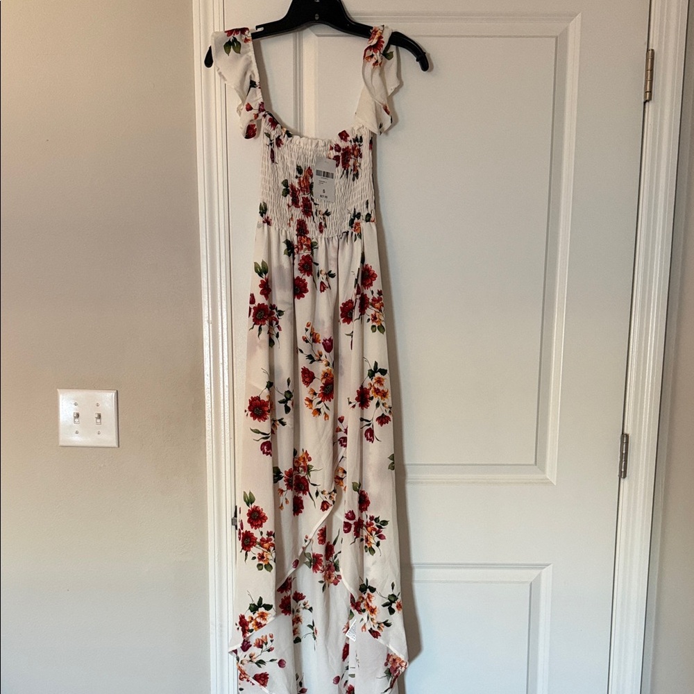 Floral White High-Low Dress